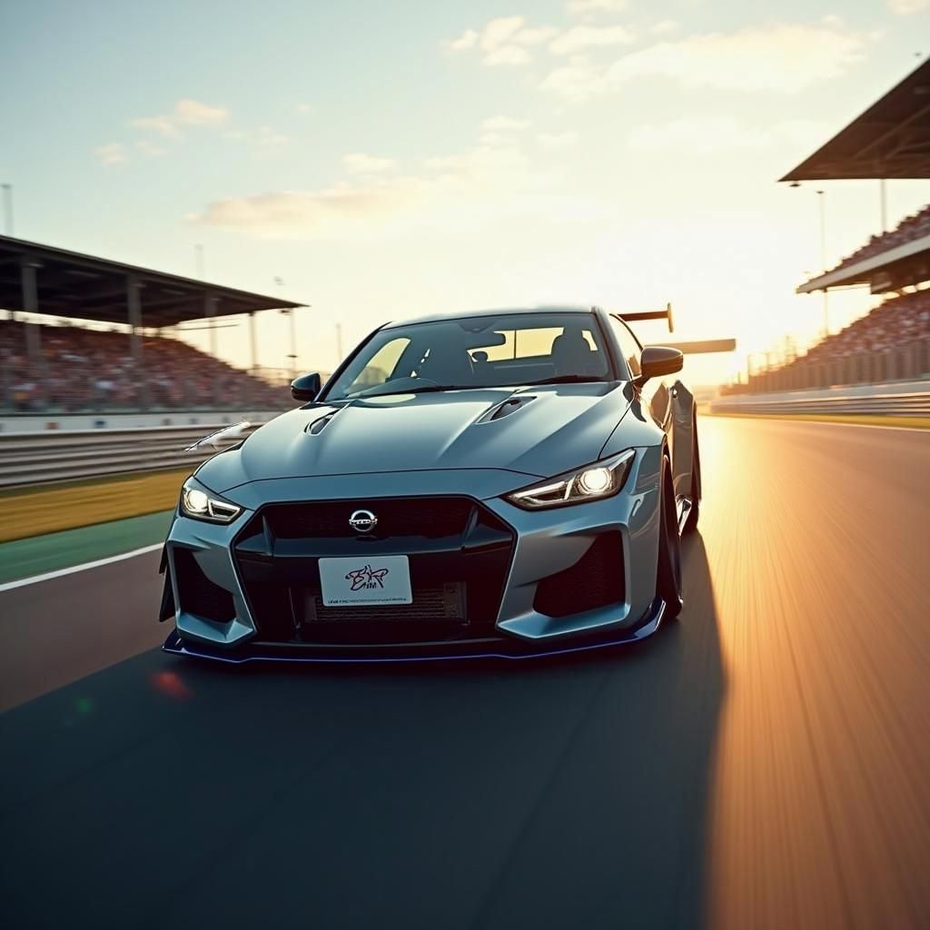 Nissan Skyline Races on Racetrack: Professional Photography
