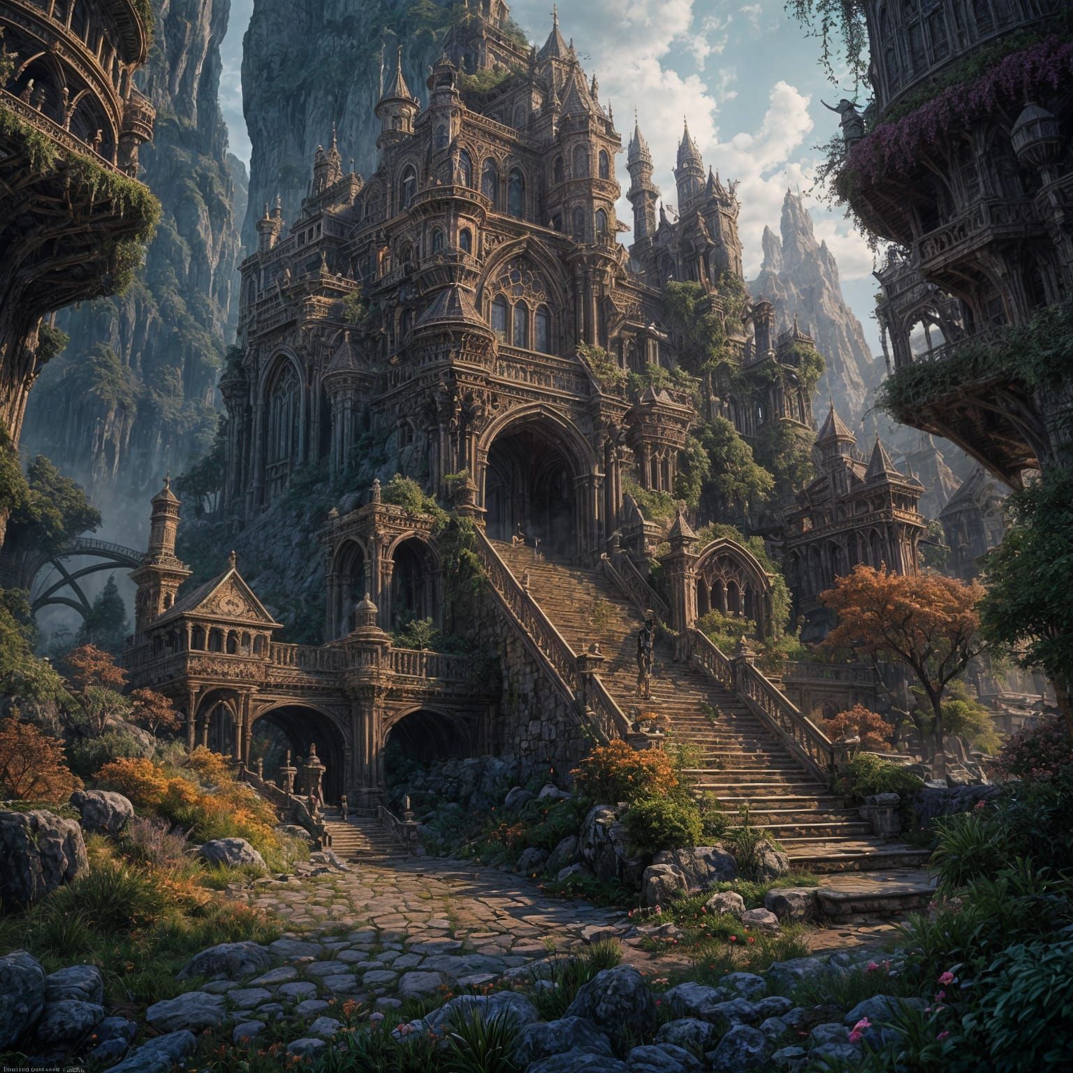 Fantastical Detailed Matte Painting in Deep Color