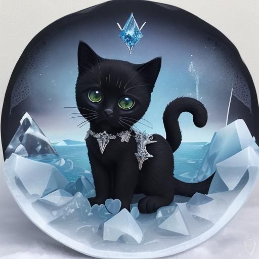 Happy New Year Black Kitten with Gothic Flair