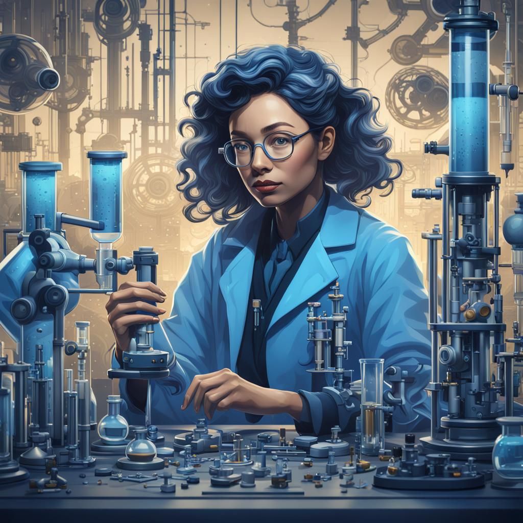 Female Scientist in Constructivist Style Poster