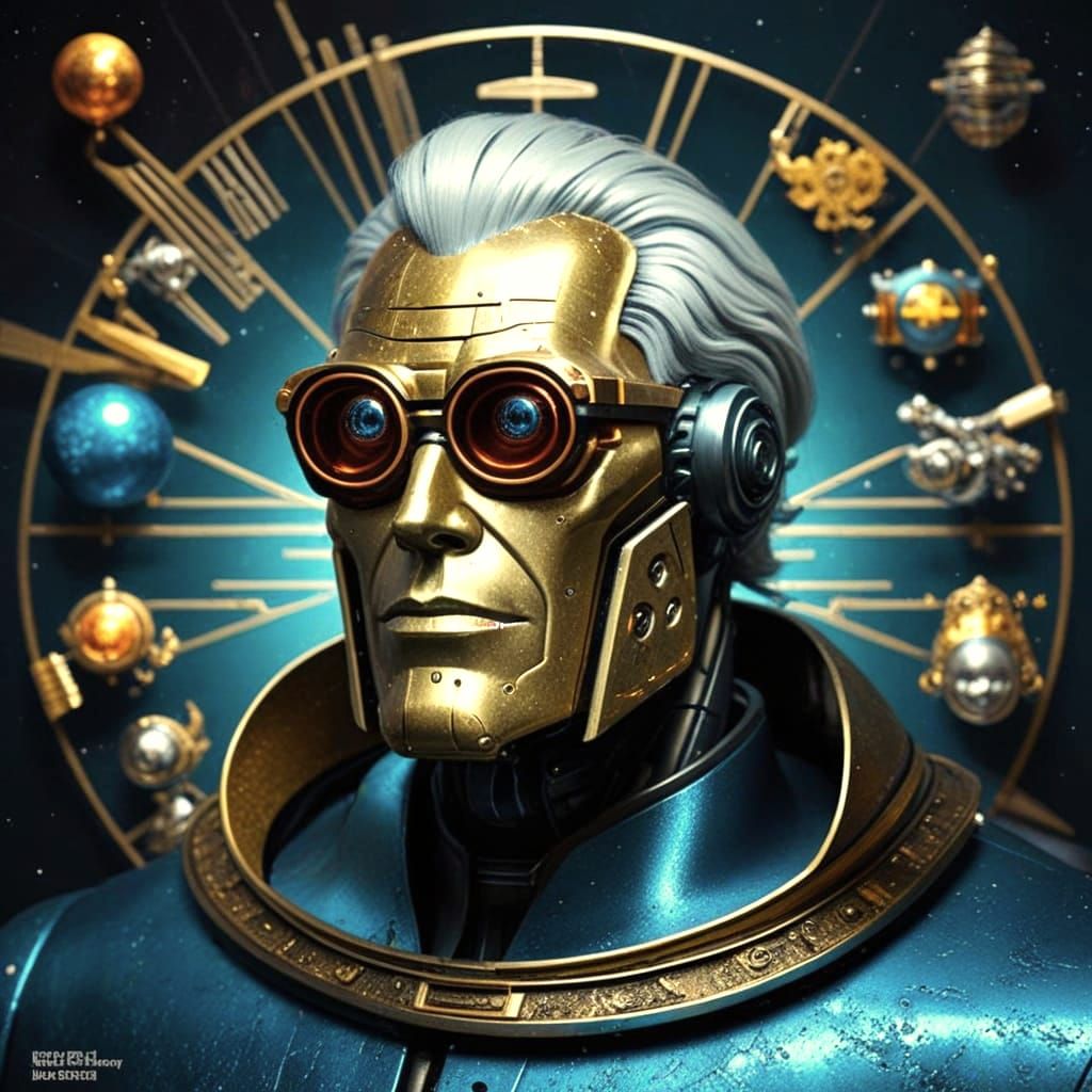 Rococo Robot Portrait in Maximalist Retrofuturistic Style