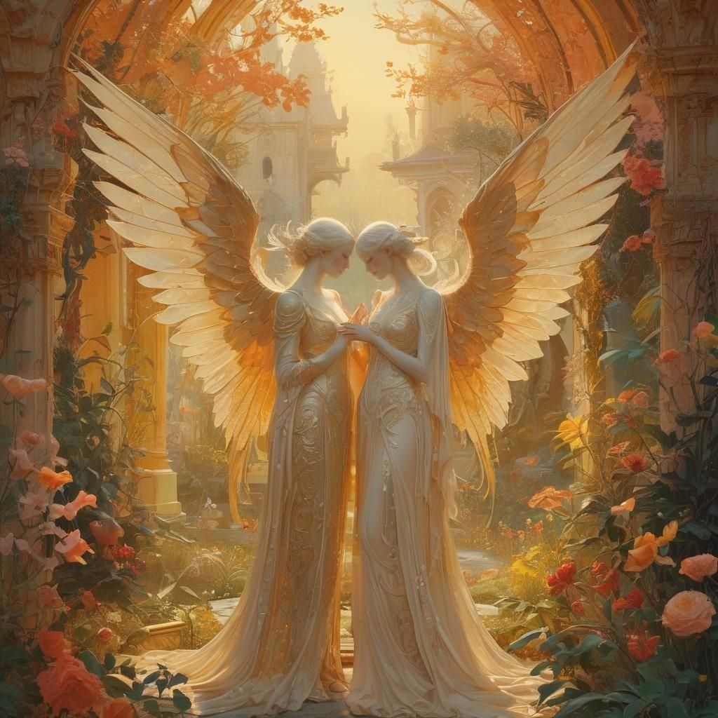 Demonic Angel Embrace: Intricate Digital Art