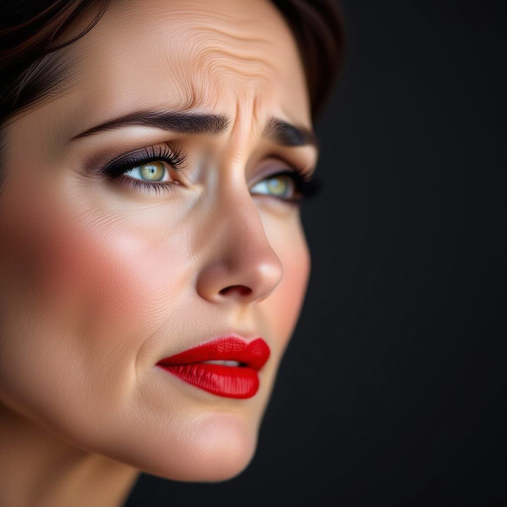 A lady s brow furrowed