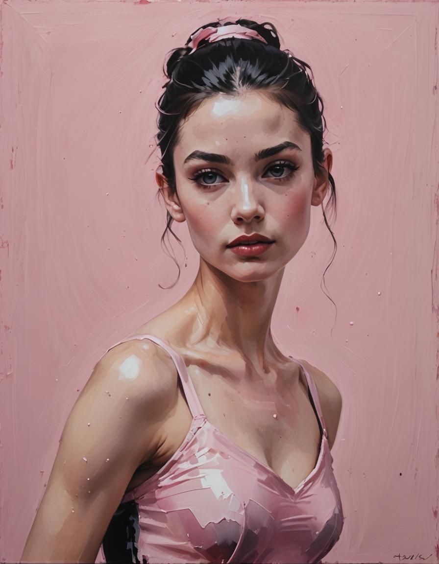 Minimalist Ballerina Portrait in Liquid Ink Style