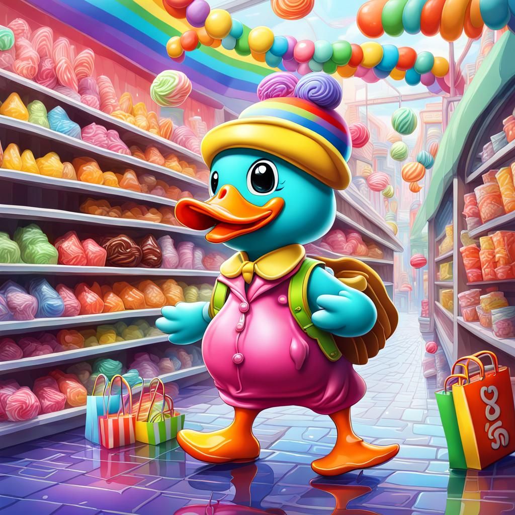 Duck's Rainy Day Shopping Spree in Candy Art