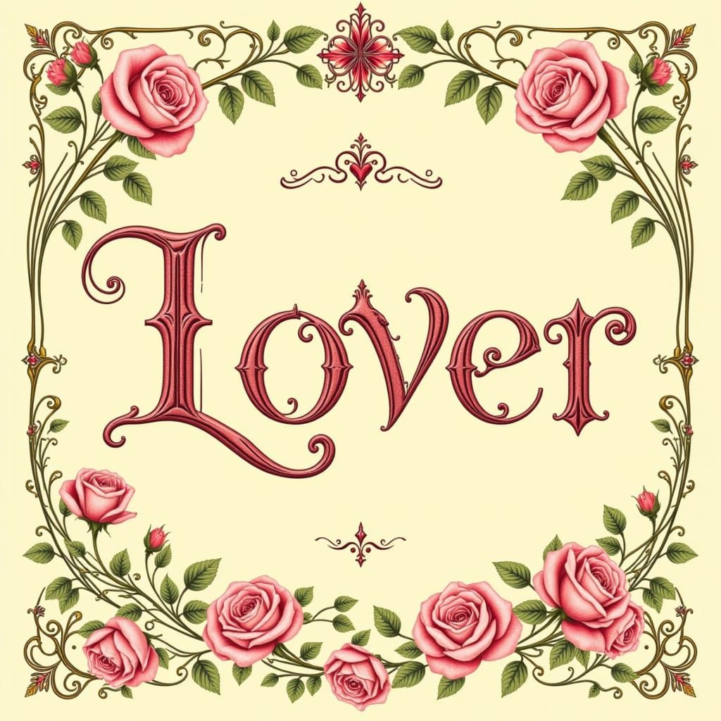 Romantic Art Nouveau Poster in Elegant Script