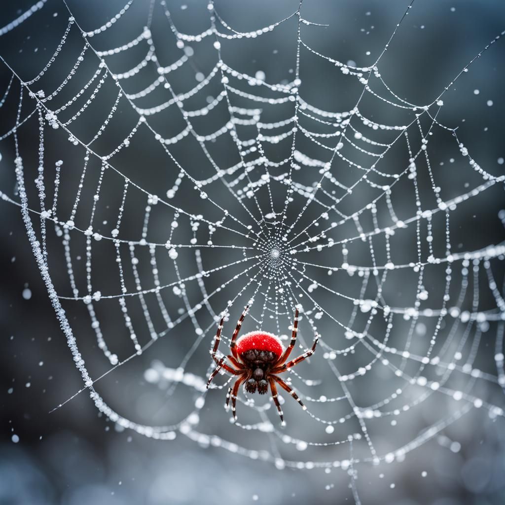 Festive Spider Web with Christmas Spider in Snow