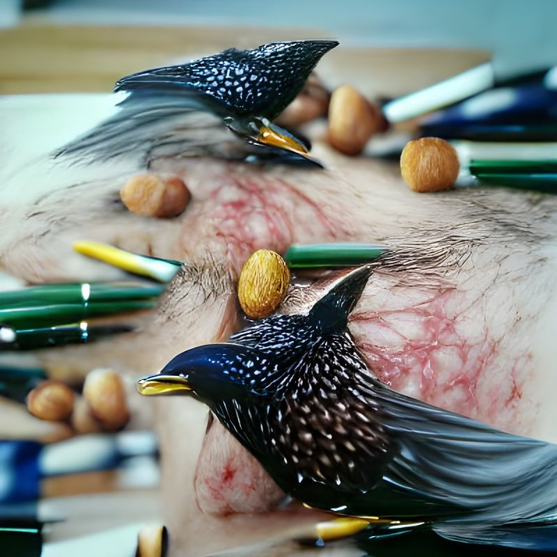 Hyperrealistic Starling Bird Portrait