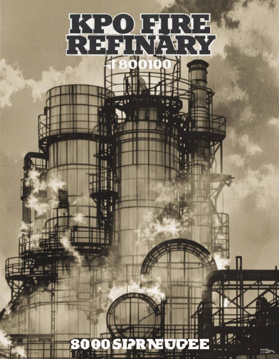 Minimalist Book Cover with Refinery Image in Swiss Style