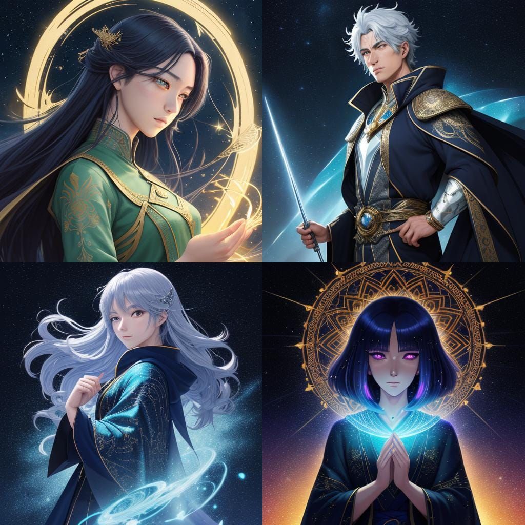 Man with Starlight Eyes and Golden Patterns