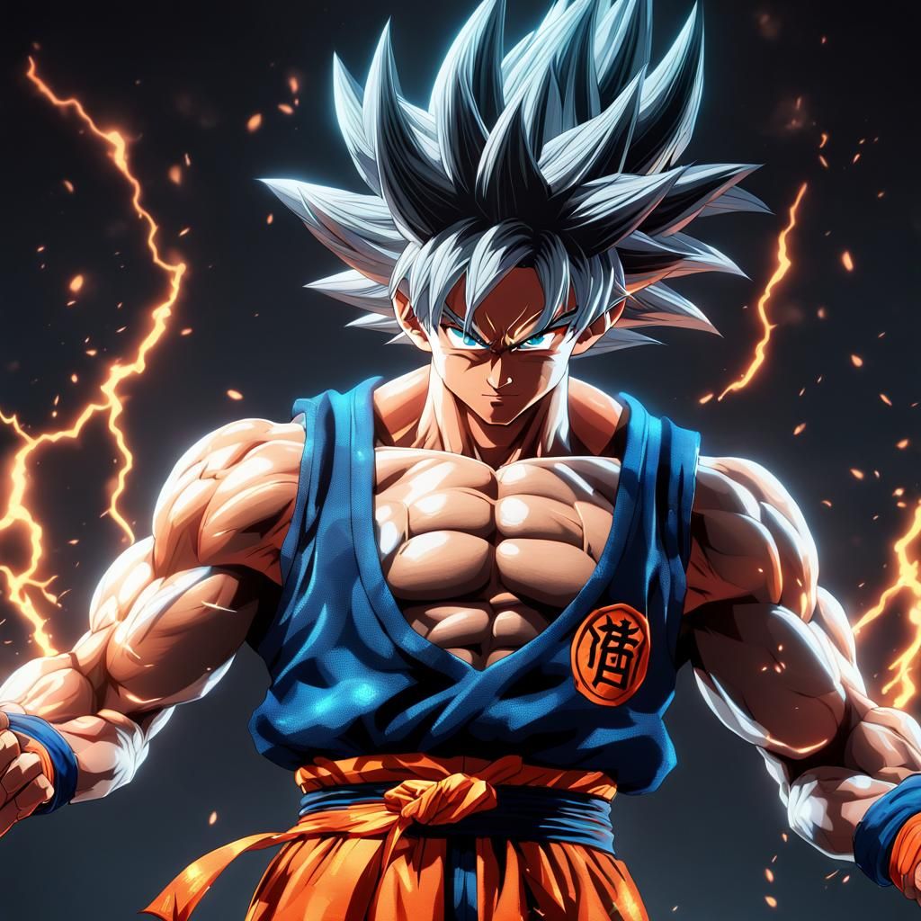 Goku in Heroic Hyper-Realistic 3D Anime Style