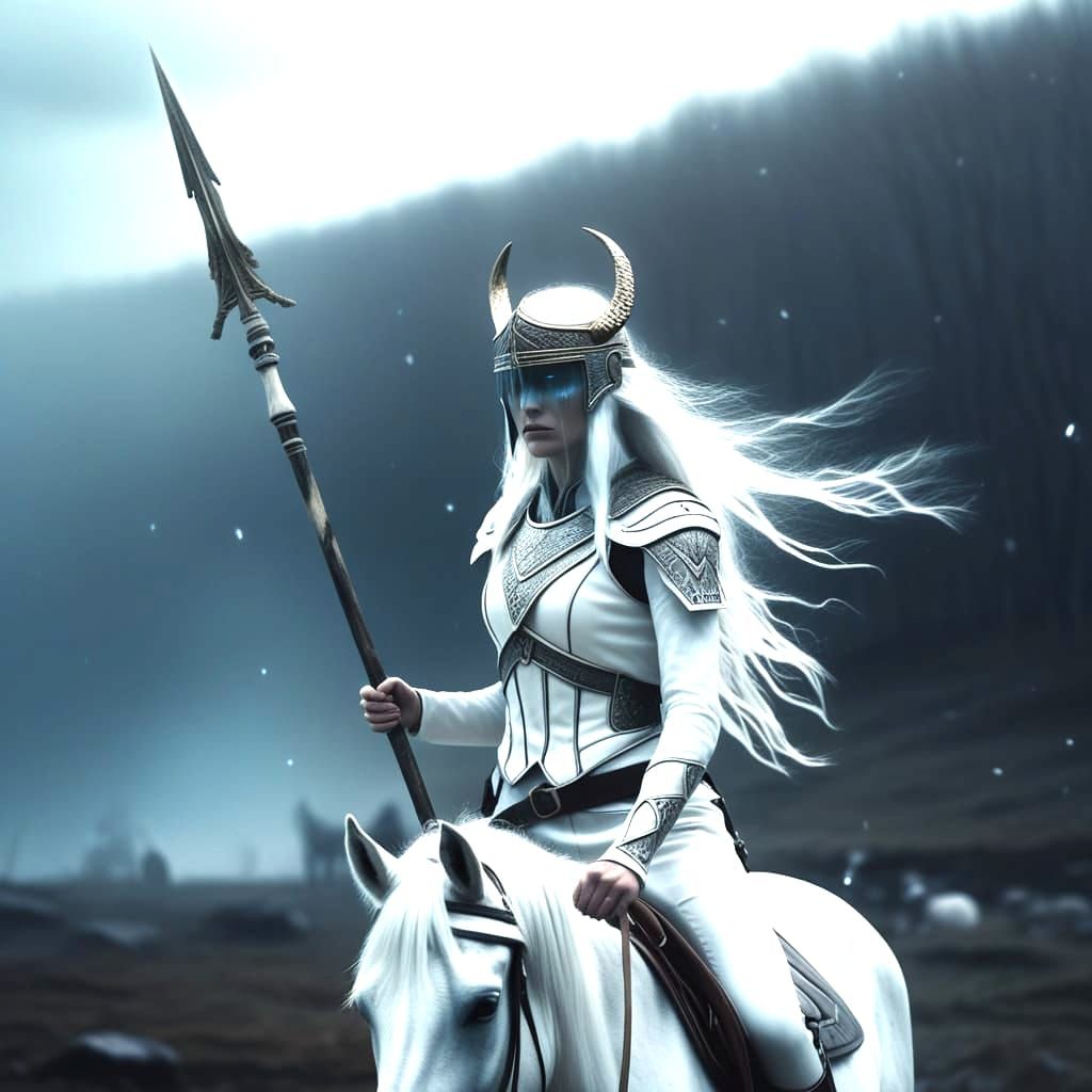 Ethereal Valkyrie with Ghostly Features in Nordic Mythology ...