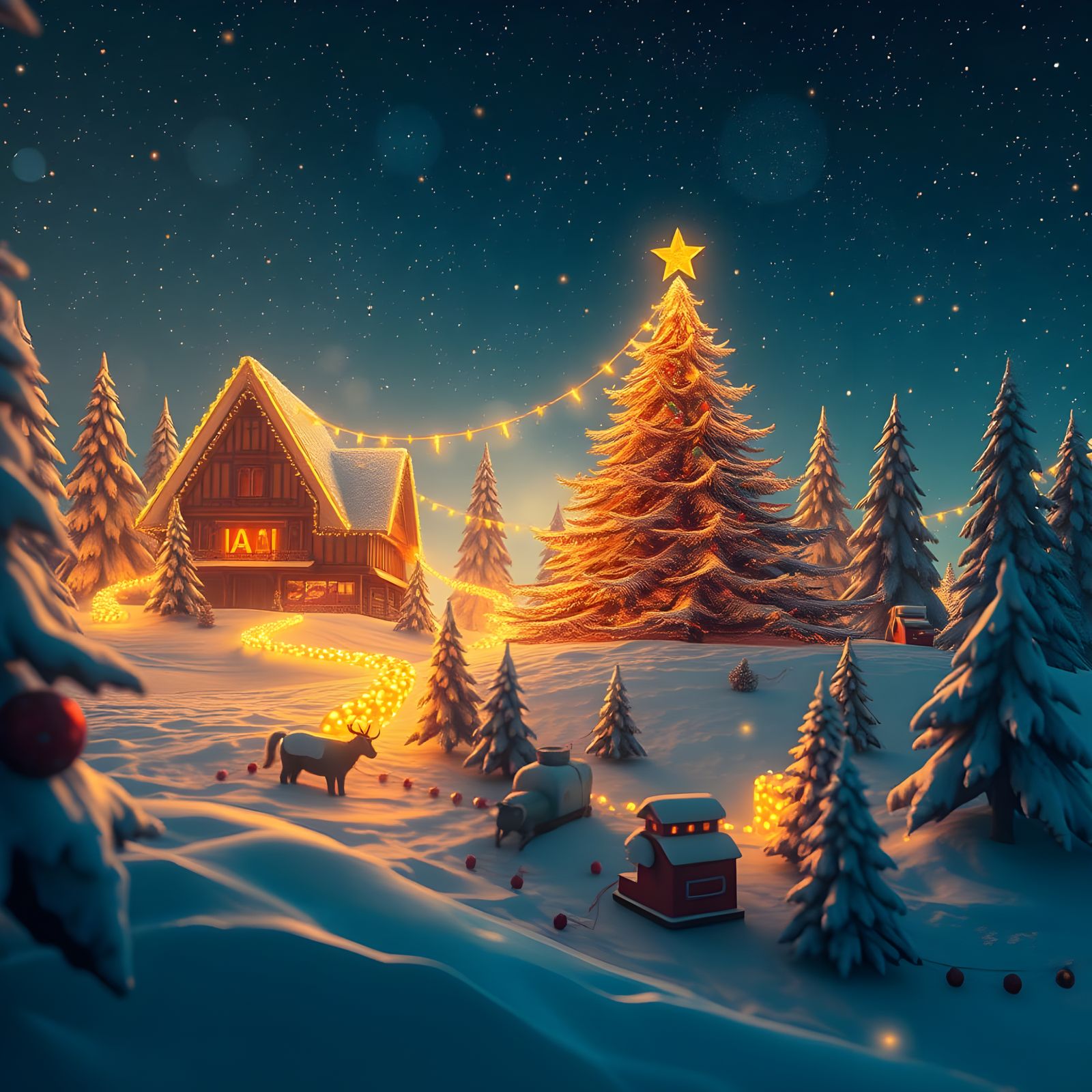 Ethereal Golden Christmas Celebration Unfolds in Vibrant Spl...