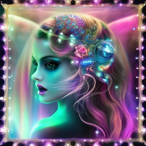 Ethereal Astral Woman Floating in Space, Digital Art