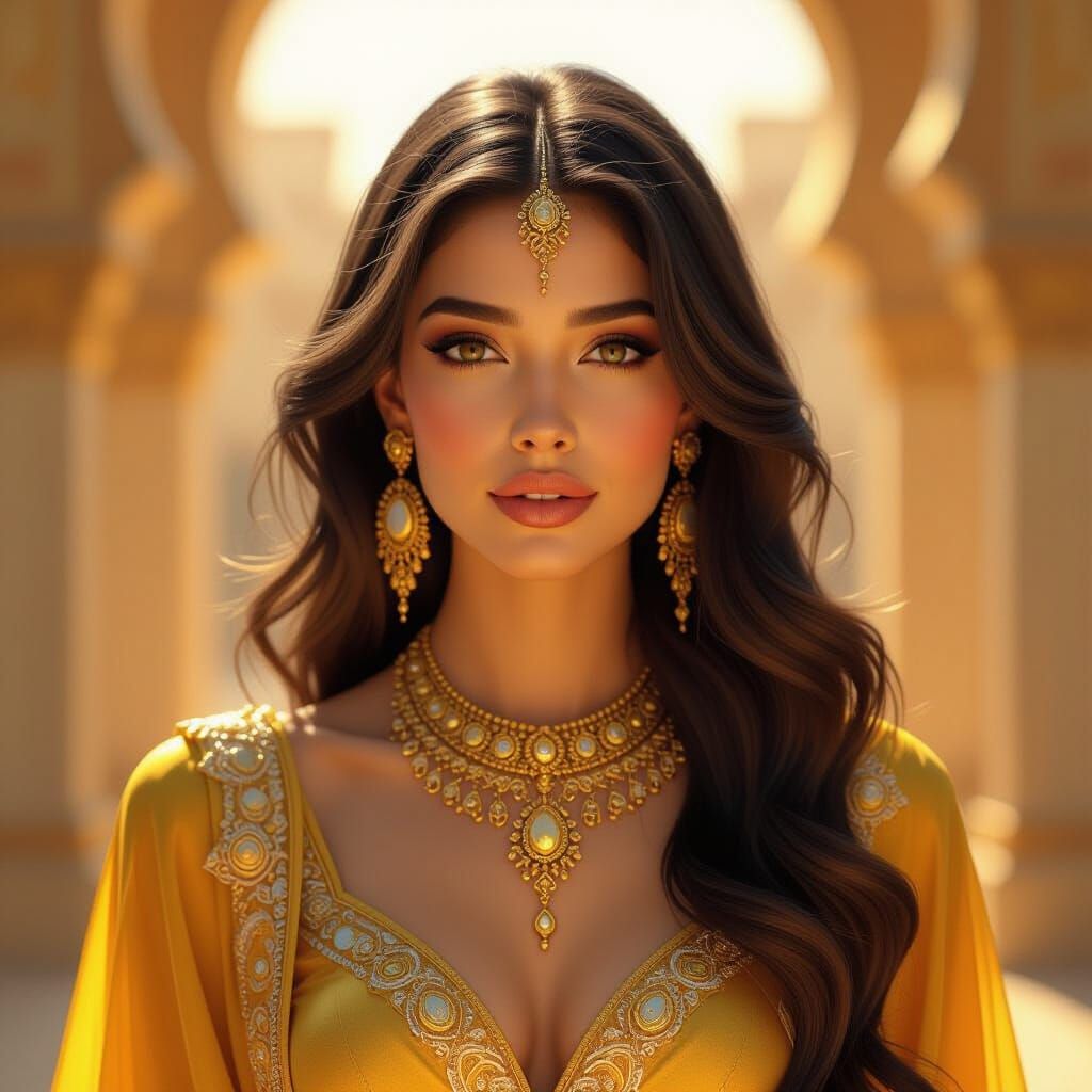 Golden Haired Woman Portrait in Splash Art Style