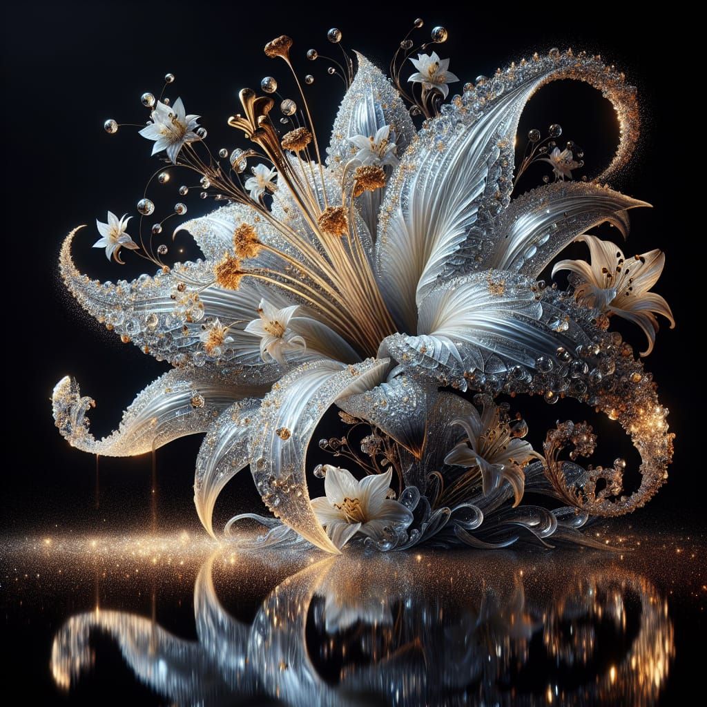 Crystal Lily in Hypermaximalist Photorealism