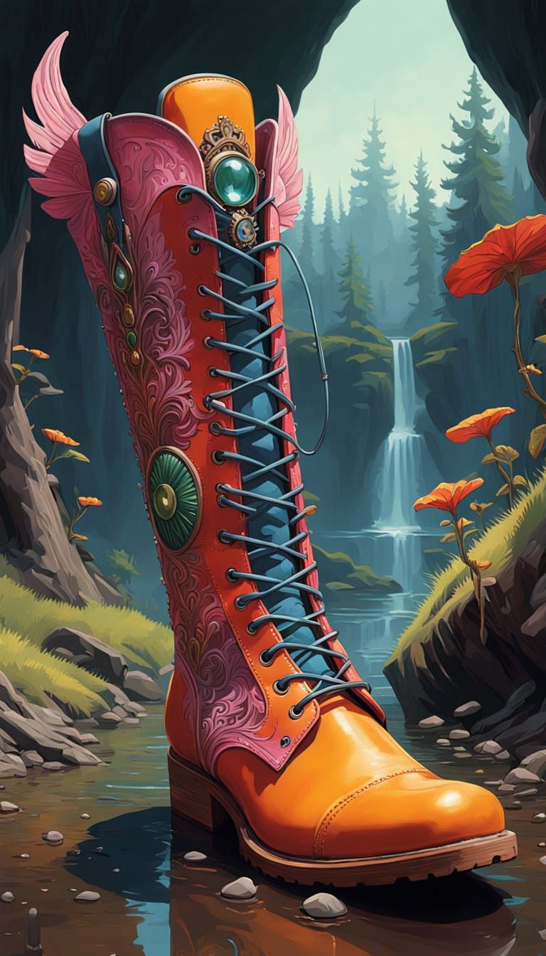 Surrealist Boot in Vibrant Jewel Tones