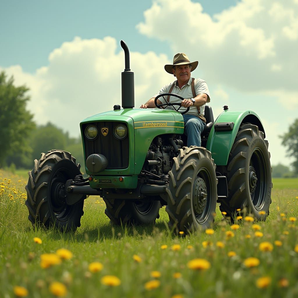 Jeremy Clarkson Drives Lamborghini Tractor in Digital Art