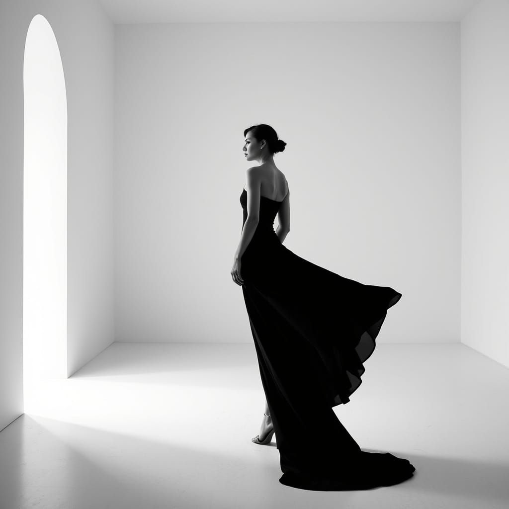 Film Noir Woman in White Room