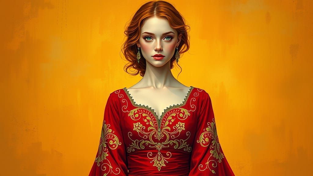 Golden Goddess in Deep Burnt Oranges