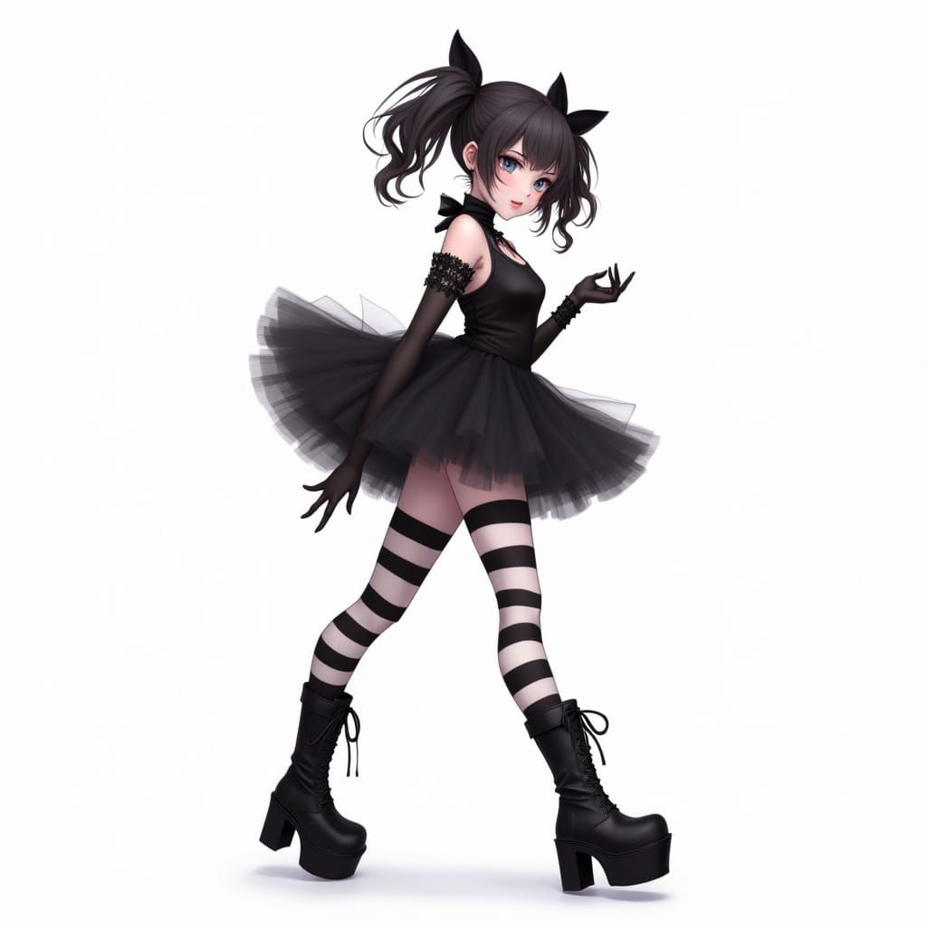 Gothic Anime Girl in Exaggerated Style