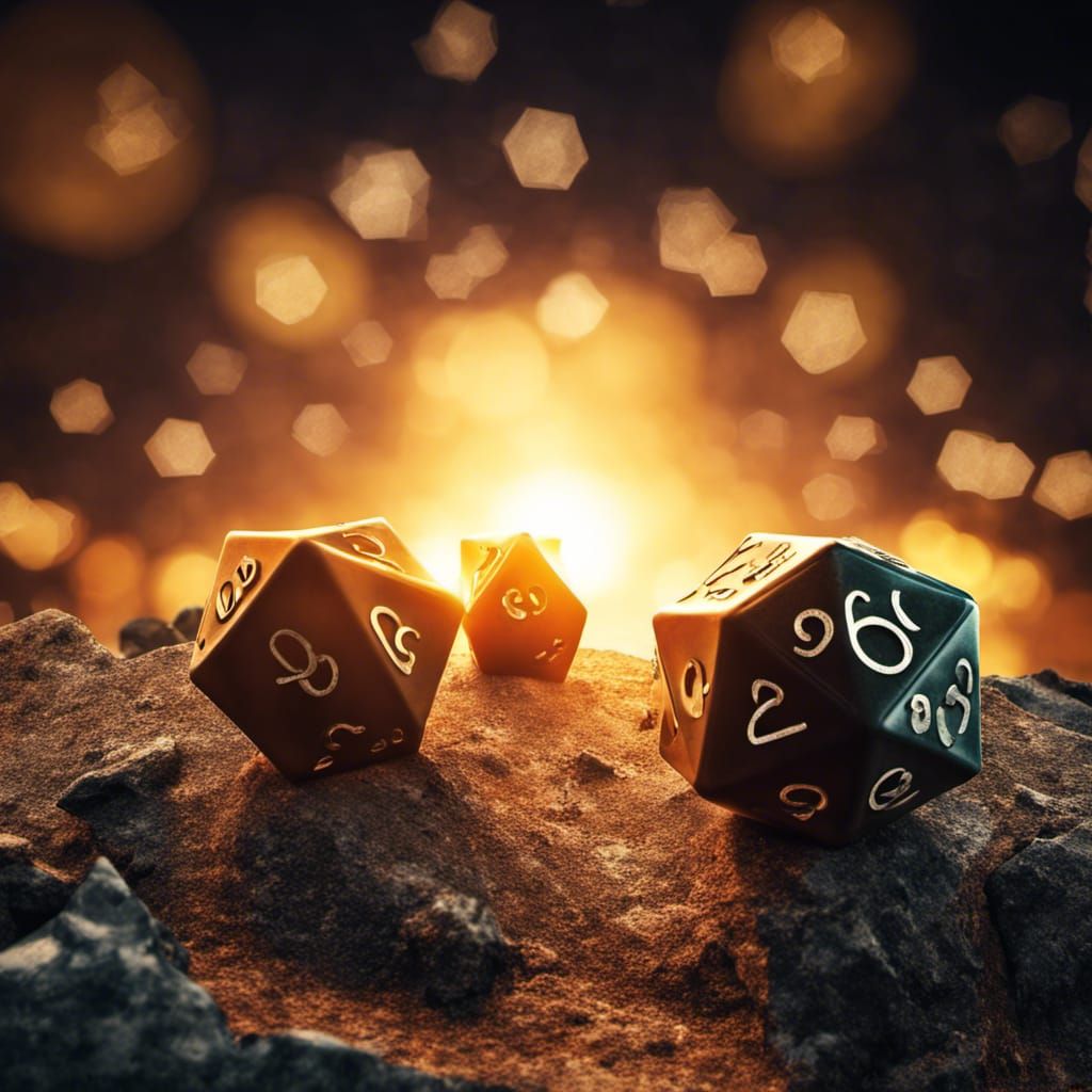 Mystical Stone Dice on Granite Surface