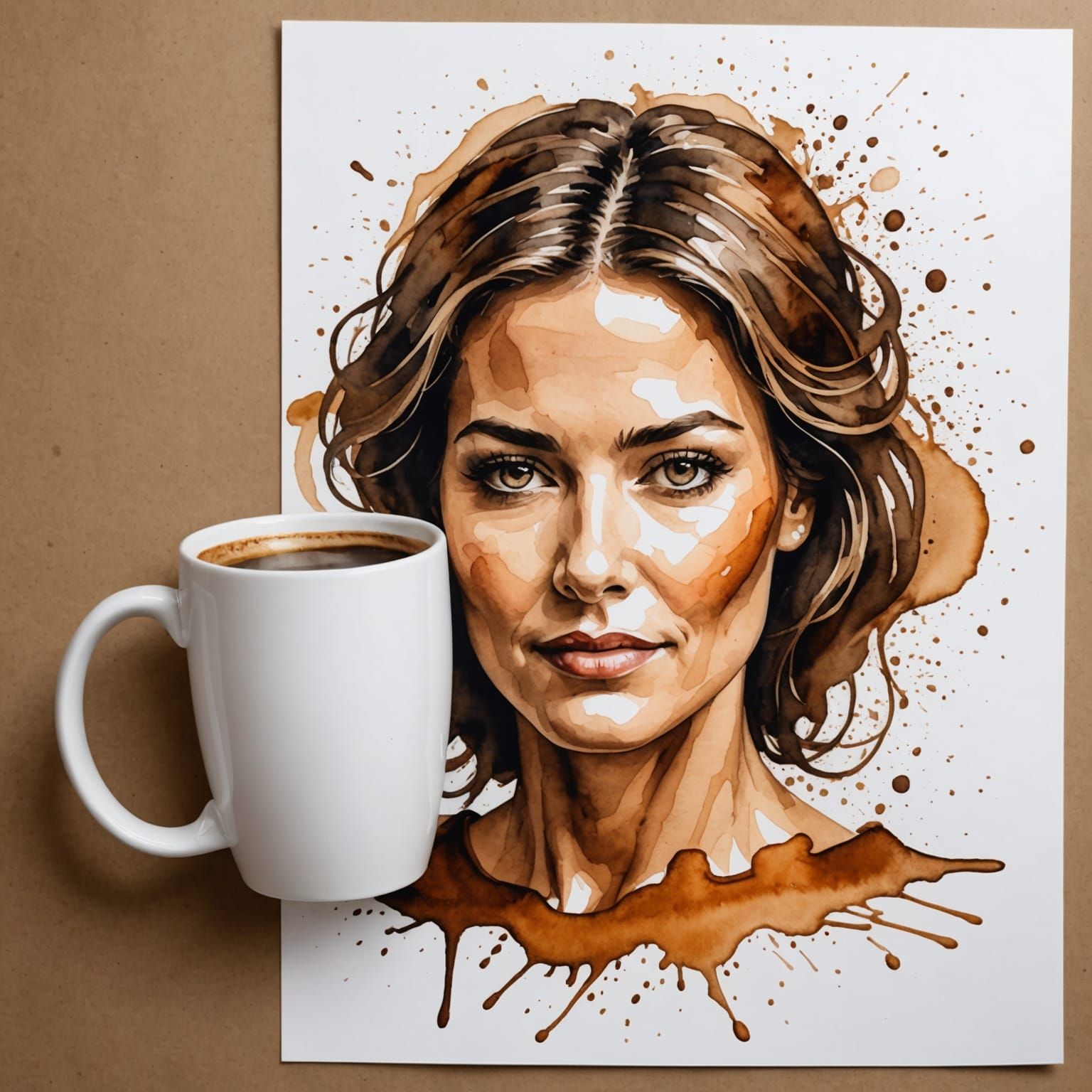 Coffee Spill Art: Watercolor Portrait Masterpiece