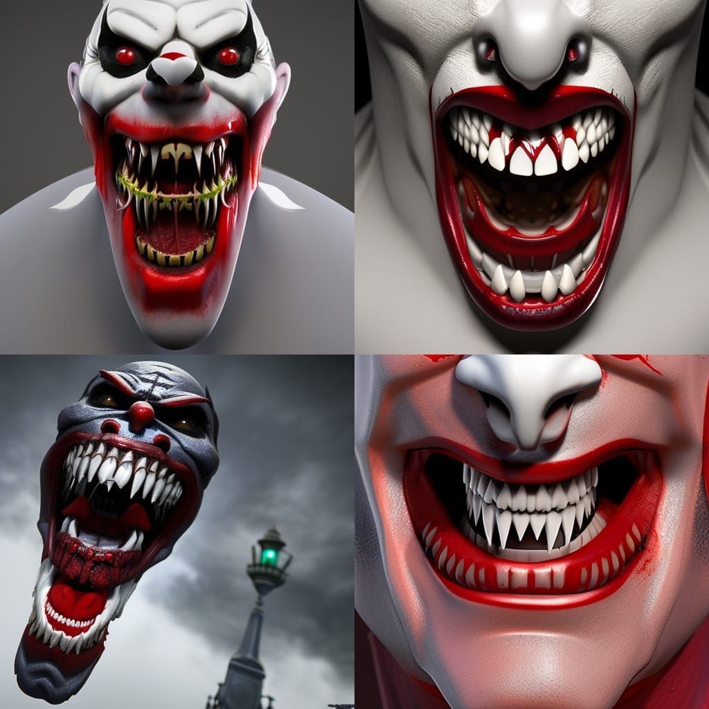Scary Vampire Clown Concept Art in 3D