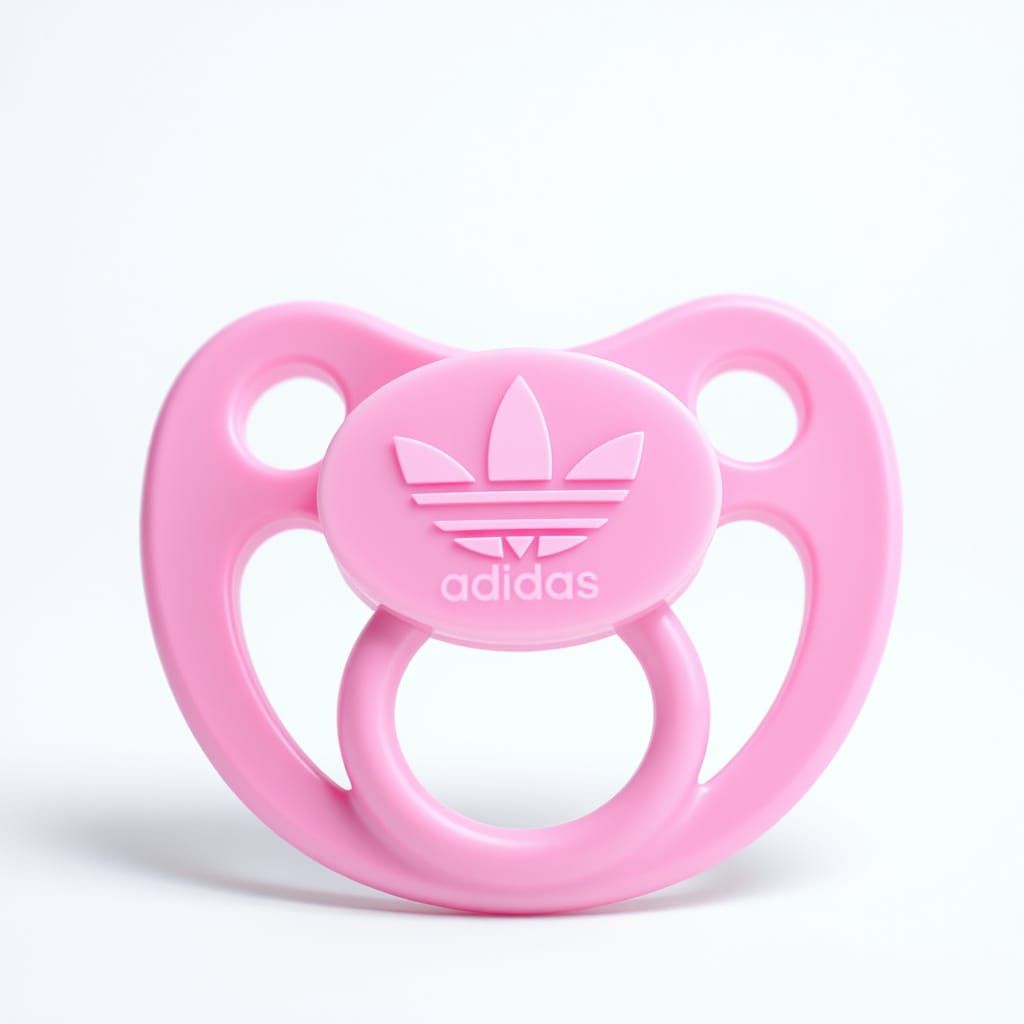 Adidas Logo on Pink Pacifier: Studio Product Shot