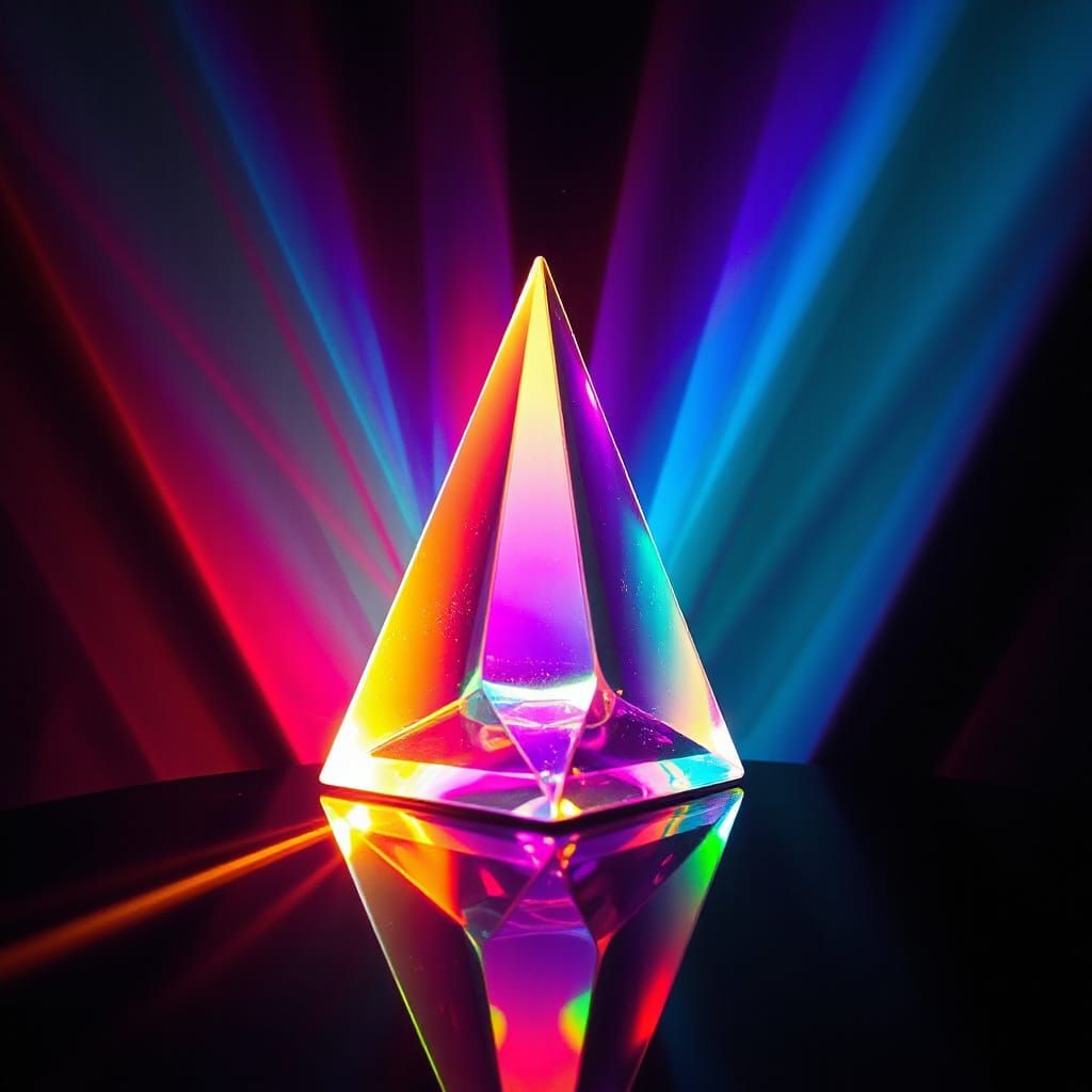 Rainbow Light Refracts Through Crystal Prism