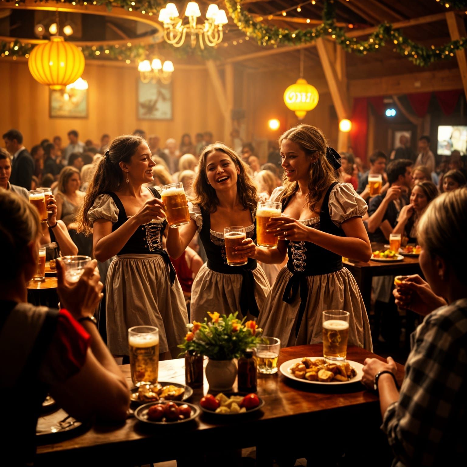 Oktoberfest Celebration: German Ladies Dancing on Stage