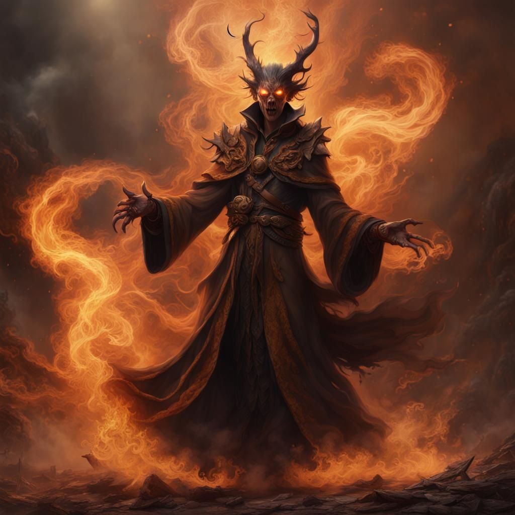 Demonic Mage Vanishing in Brown Smoke