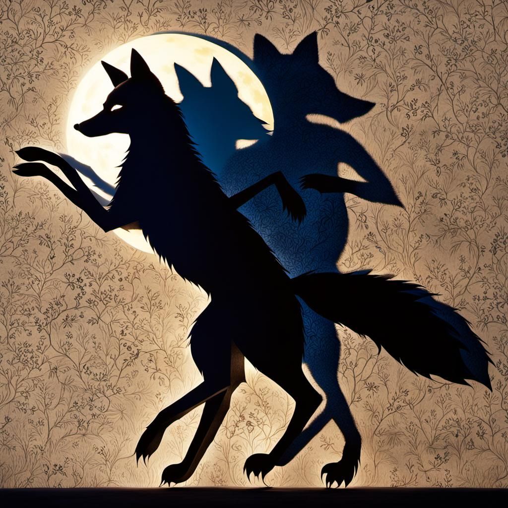 Mystical Fox Shadow Puppeteer Under Moonlight