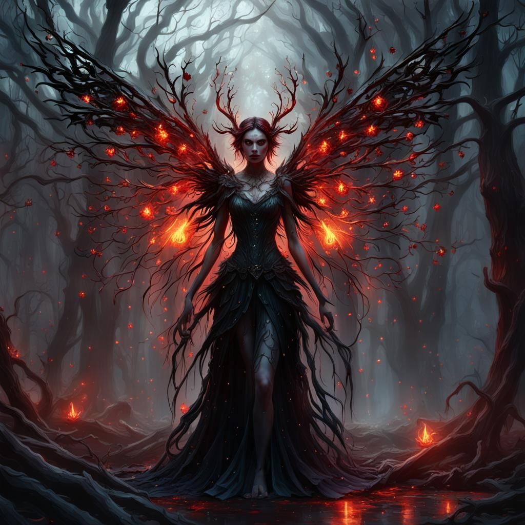 Eerie Fairy of Light in Dark Fantasy Style