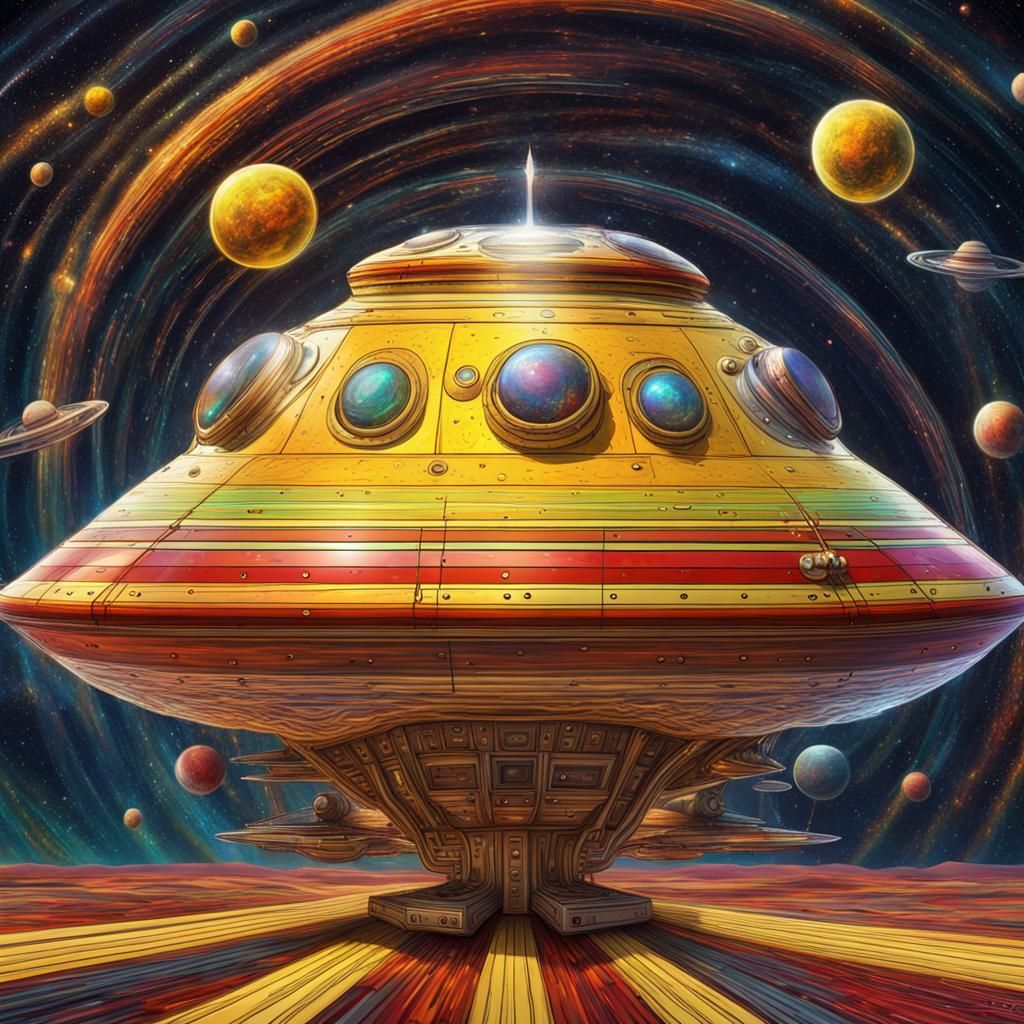 Astral Spaceship in Pablo Amaringo Style