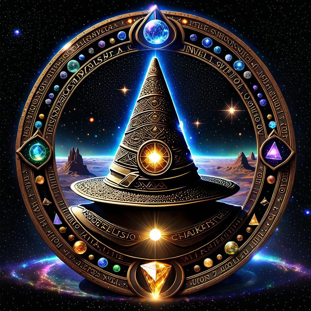 Mysterious Sorting Hat Under Starfield Sky