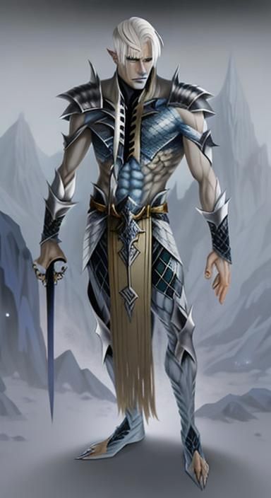 Icy Male Demon Portrait with Blond Hair