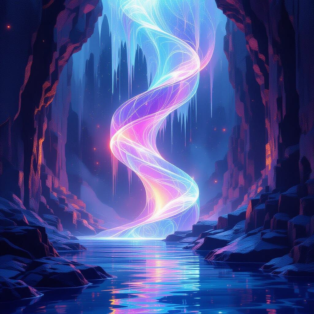 Iridescent Light Waves in Molten Crystal Arches