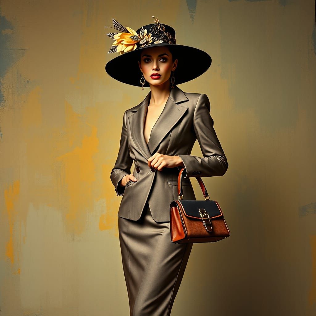 Sophisticated Woman in High-Fashion Ensemble