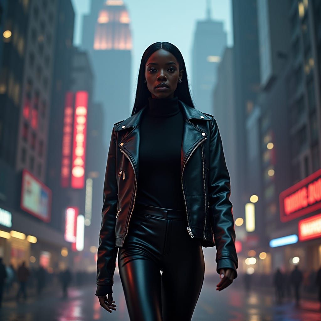 Confident Politician Walks Through Lipstick Cityscape in Neo...