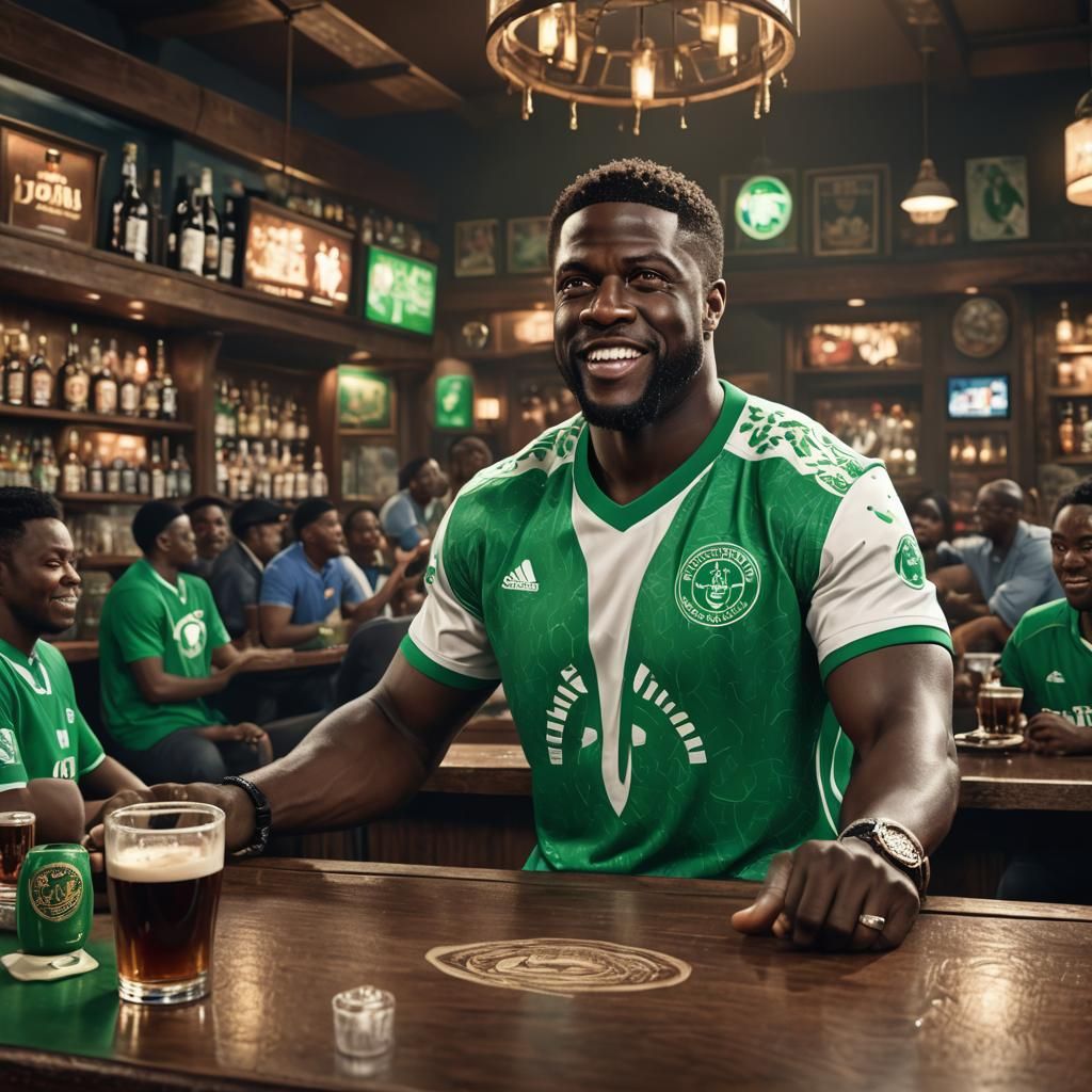 Kevin Hart in Nigerian Jersey, Matte Painting
