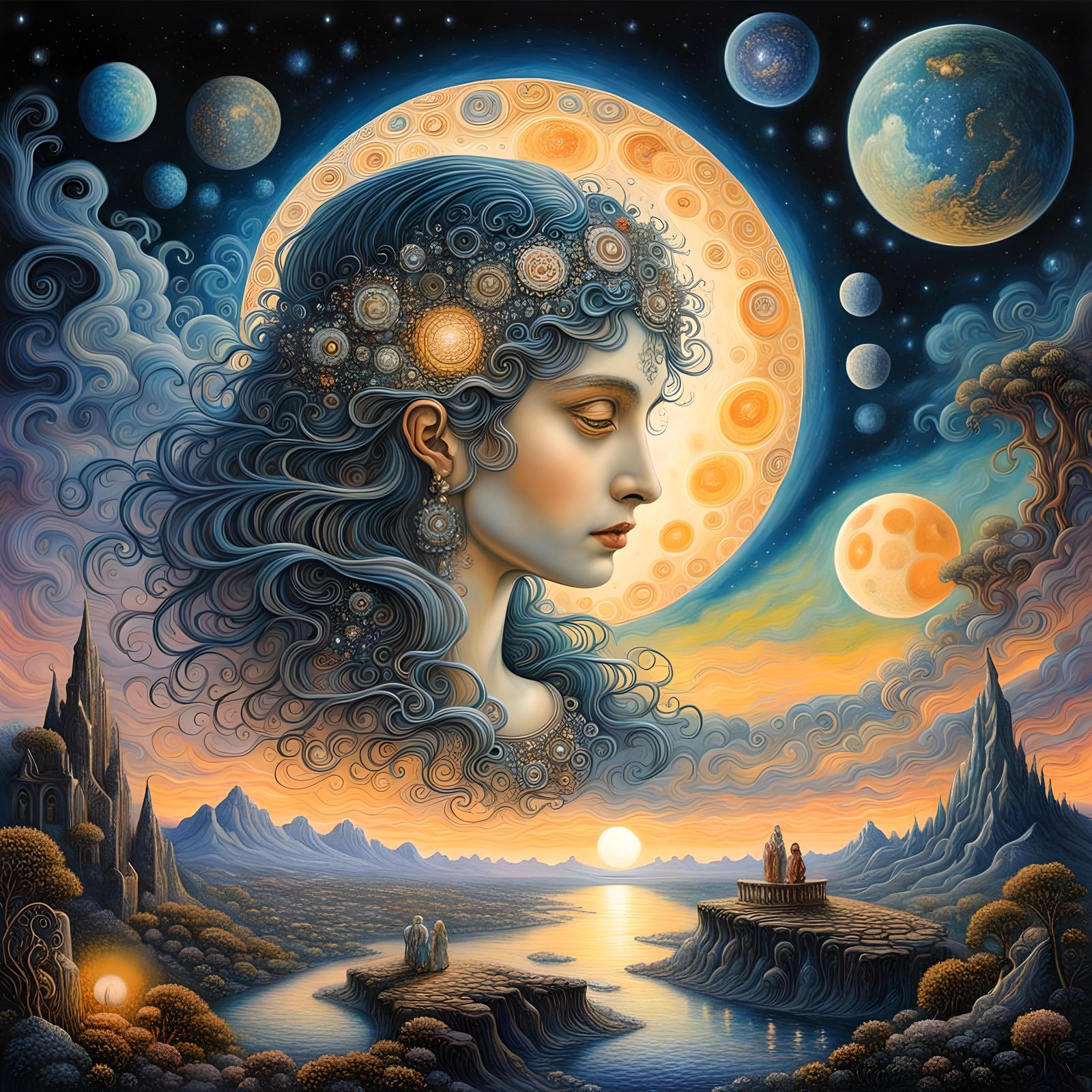 Galactic Moonscape in Gothic Romantic Style