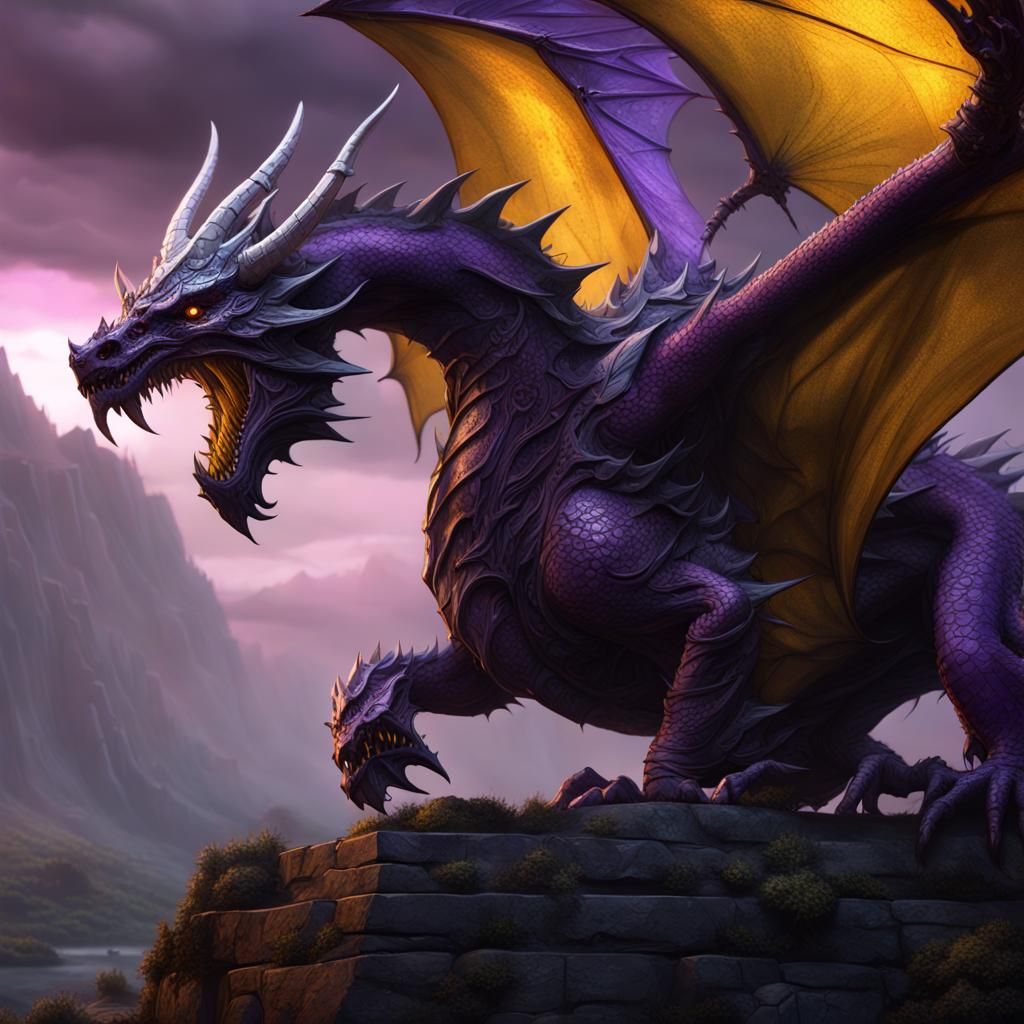 Dark Knight Dragon in Stormy Fantasy Art