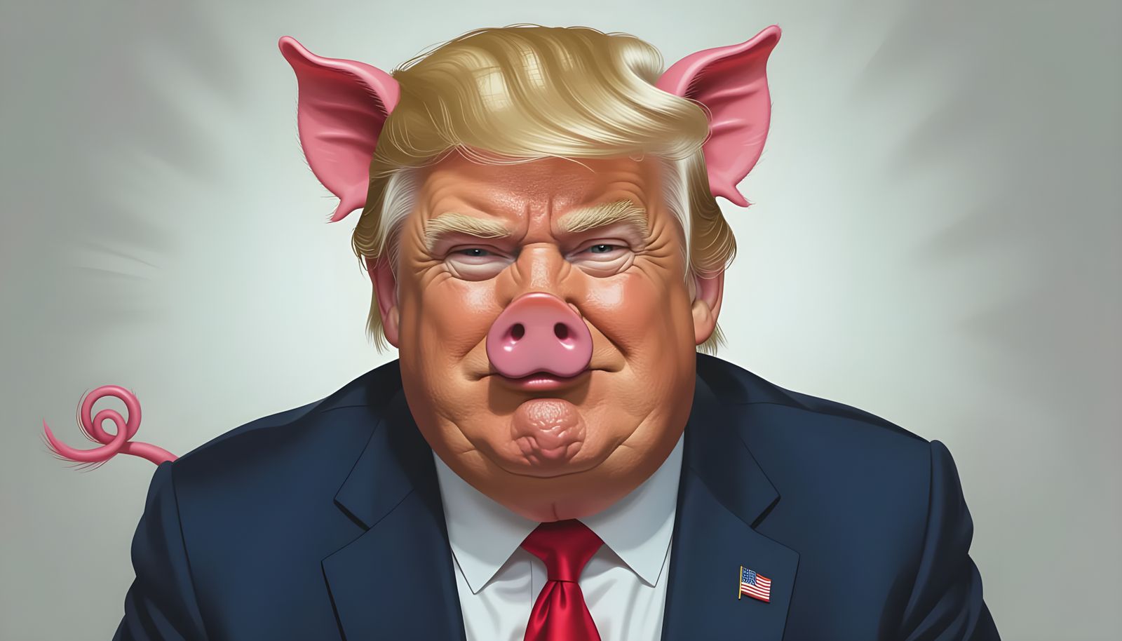 Fat Caricature Of Donald Trump As A Pig