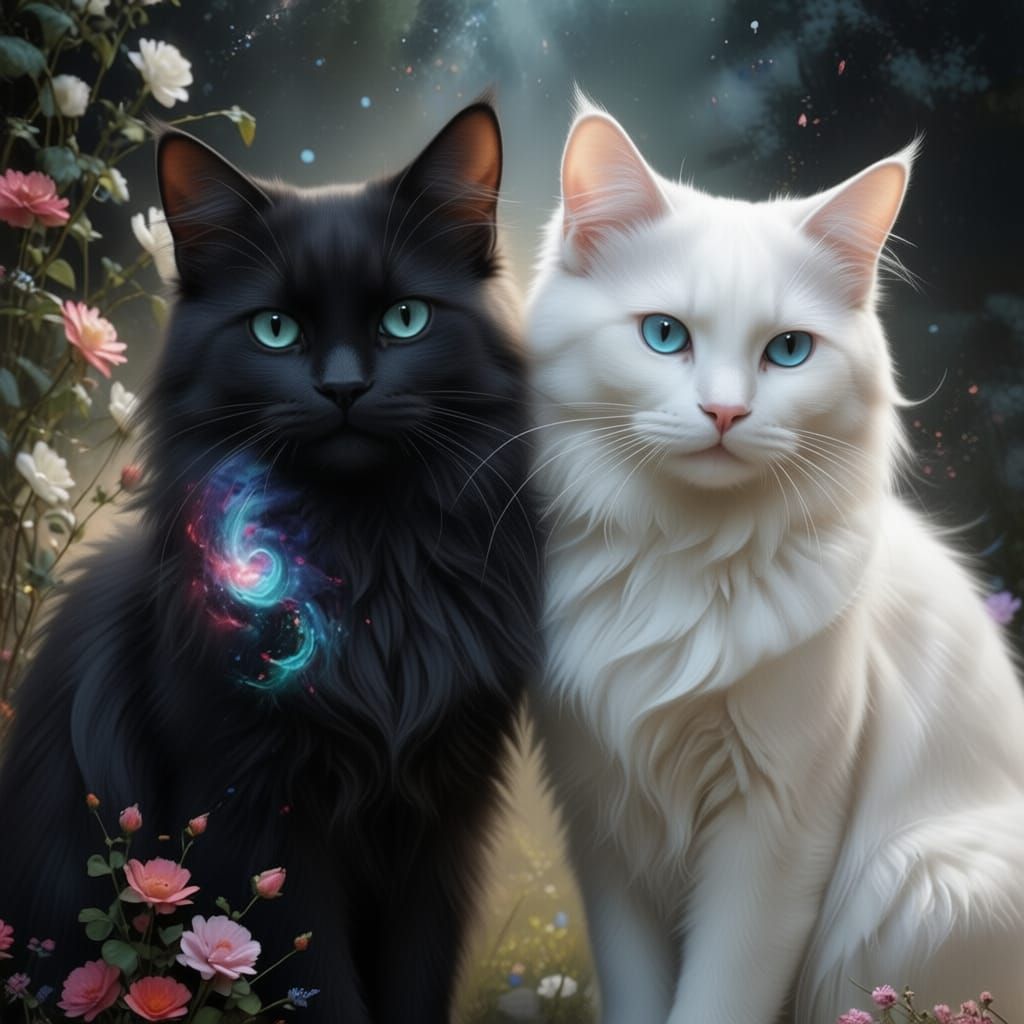 Two Adorable Cats Posing Together