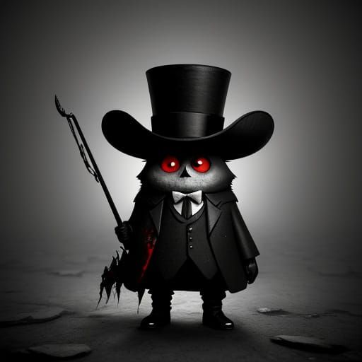 Whimsical Dark Fantasy Scene with a Cartoon Potato