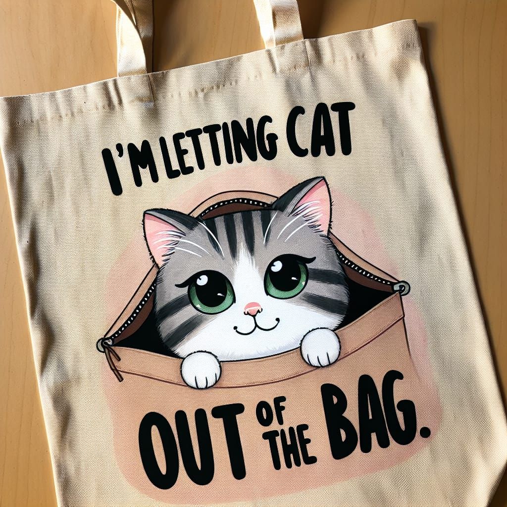 Tabby Cat Peeking Out of Tote Bag