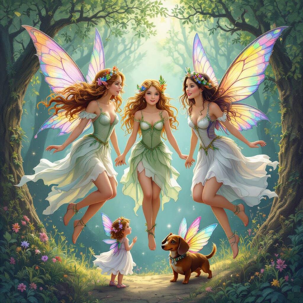 Whimsical Flight Through Enchanted Forest