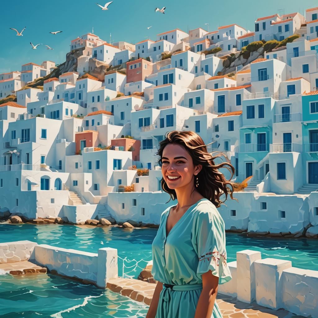 Candy Art: Greek Girl by the Sea