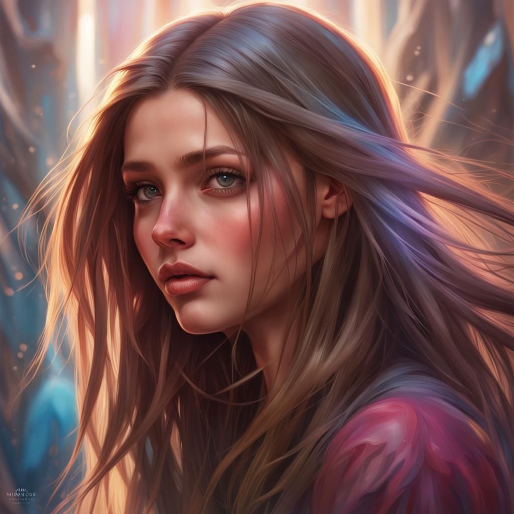 Hyperdetailed Portrait of Teenage Girl in Art Nouveau Style